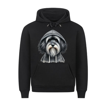 Premium Hoodie "Löwchen grau - Hooded" Schwarz – hunde-shirt.de