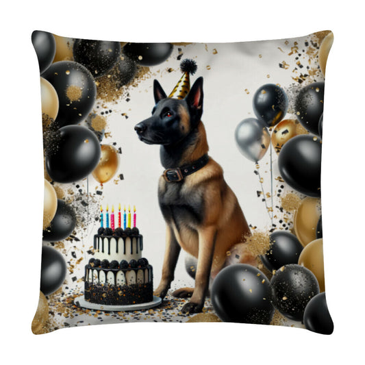 Kissen "Malinois - Geburtstag" Weiß – hunde-shirt.de