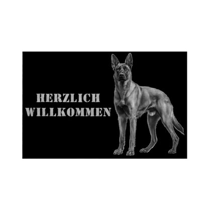 Fußmatte "Malinois - Herzlich Willkommen II" Weiß – hunde-shirt.de