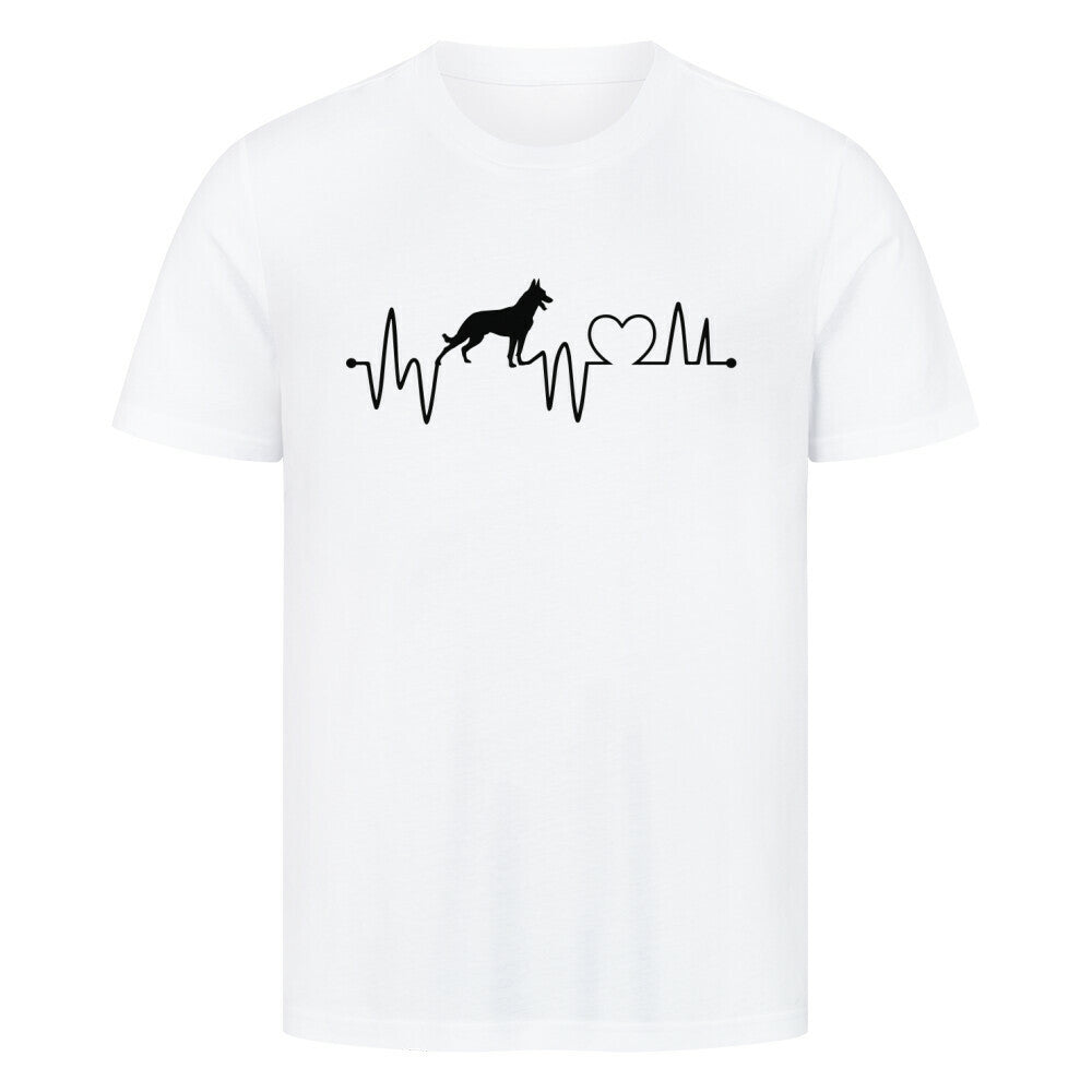 Premium T-Shirt "Malinois - Heartbeat" Weiß – hunde-shirt.de