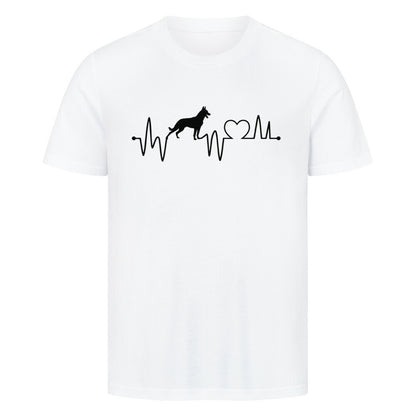 Premium T-Shirt "Malinois - Heartbeat" Weiß – hunde-shirt.de
