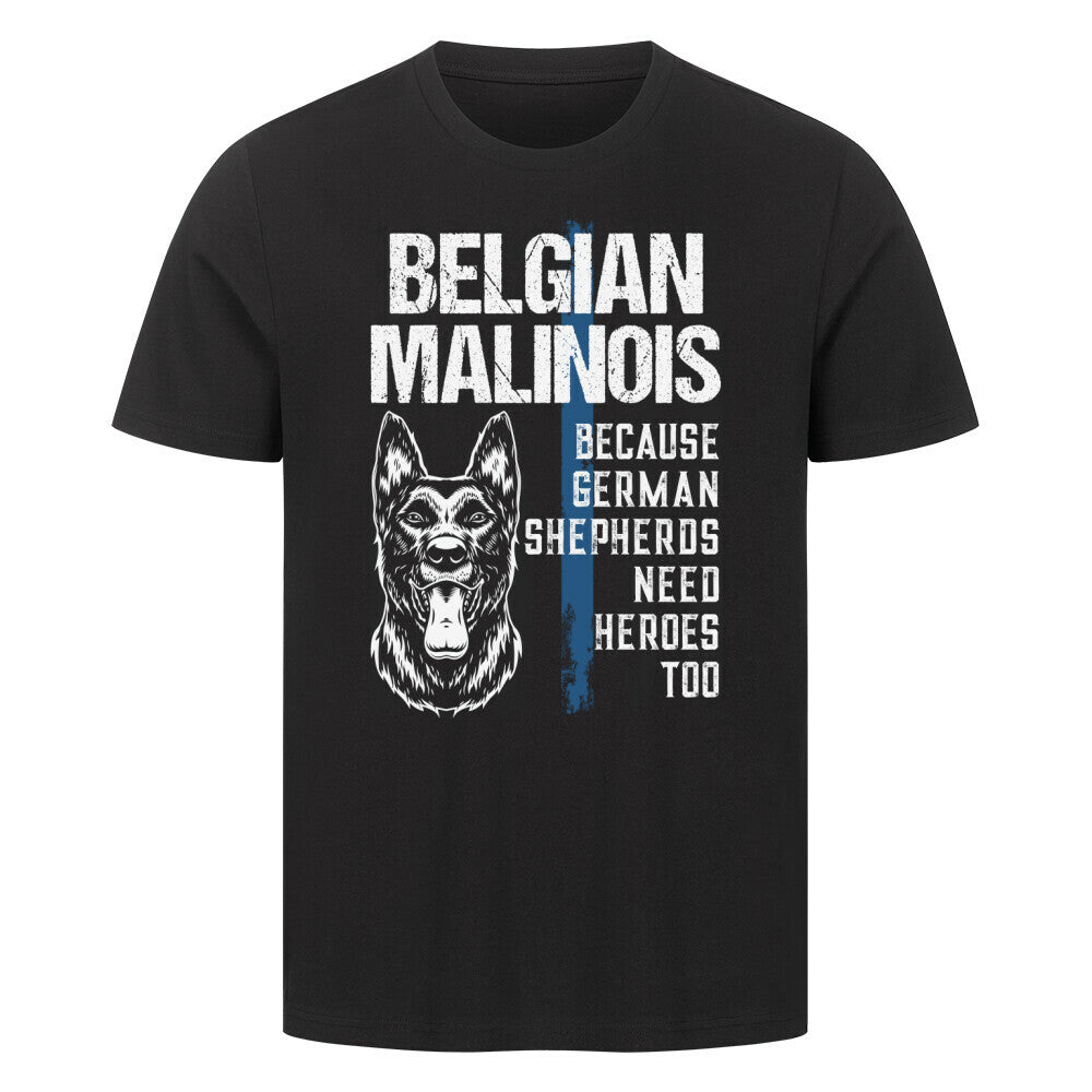 Premium T-Shirt "Malinois - HEROES" Schwarz – hunde-shirt.de