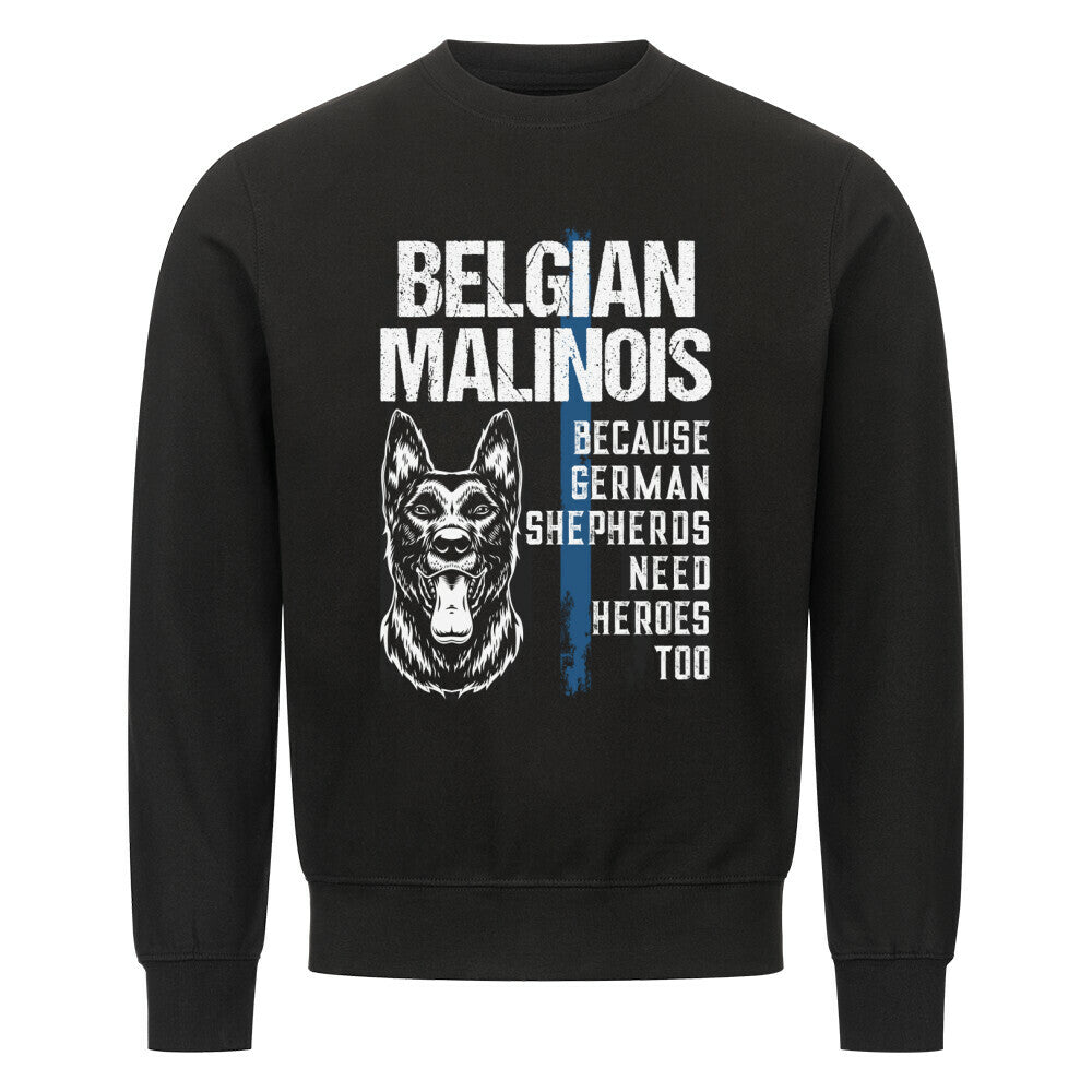 Premium Sweatshirt "Malinois - HEROES" Schwarz – hunde-shirt.de