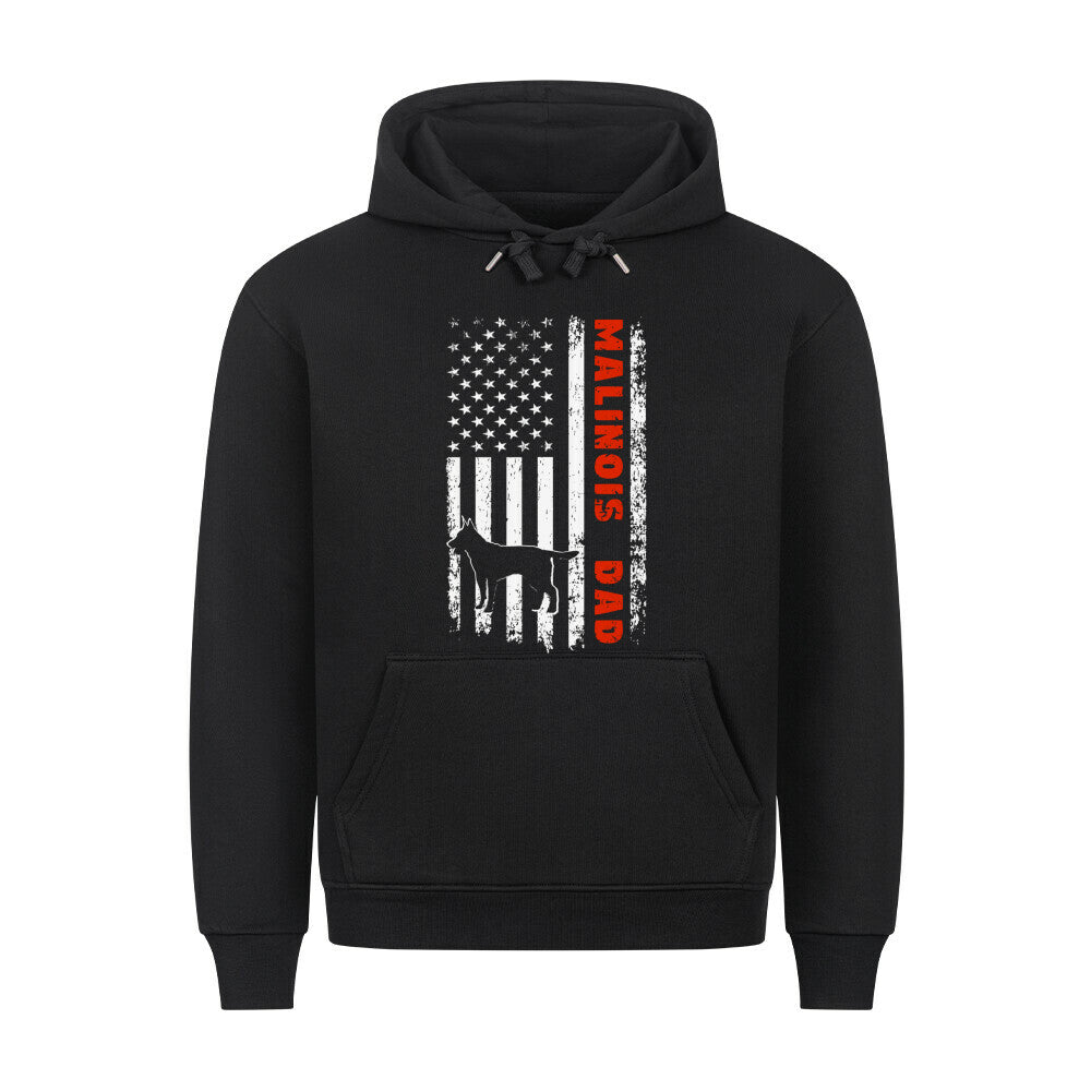 Premium Hoodie "Malinois - Flag Dad" Schwarz – hunde-shirt.de