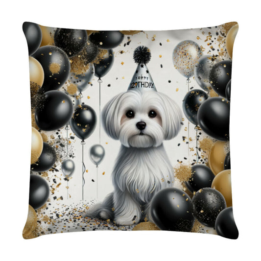 Kissen "Malteser - Geburtstag" Weiß – hunde-shirt.de