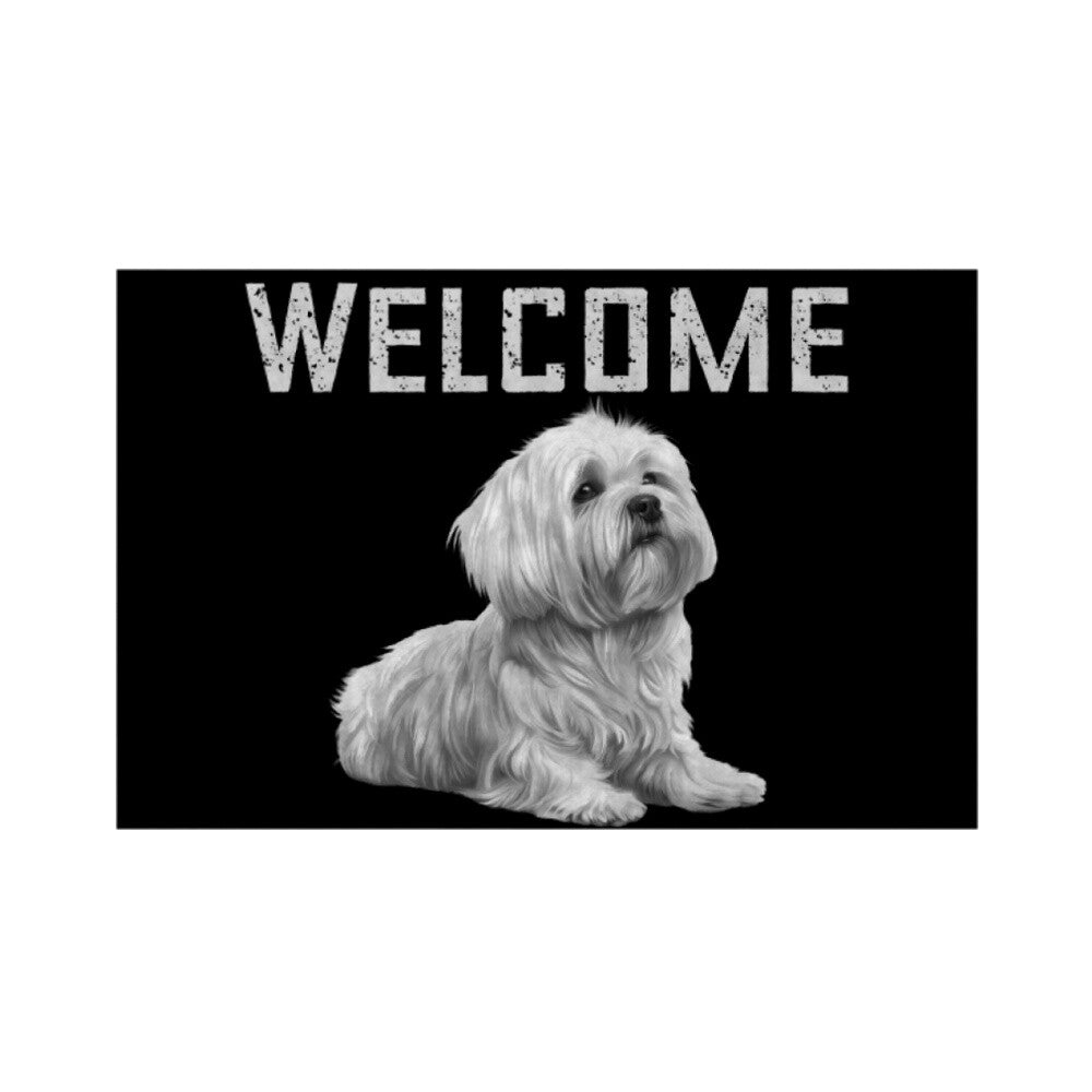 Fußmatte "Malteser - WELCOME" Weiß – hunde-shirt.de