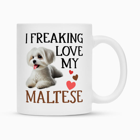 Tasse "Malteser - FREAKING LOVE" Weiß – hunde-shirt.de