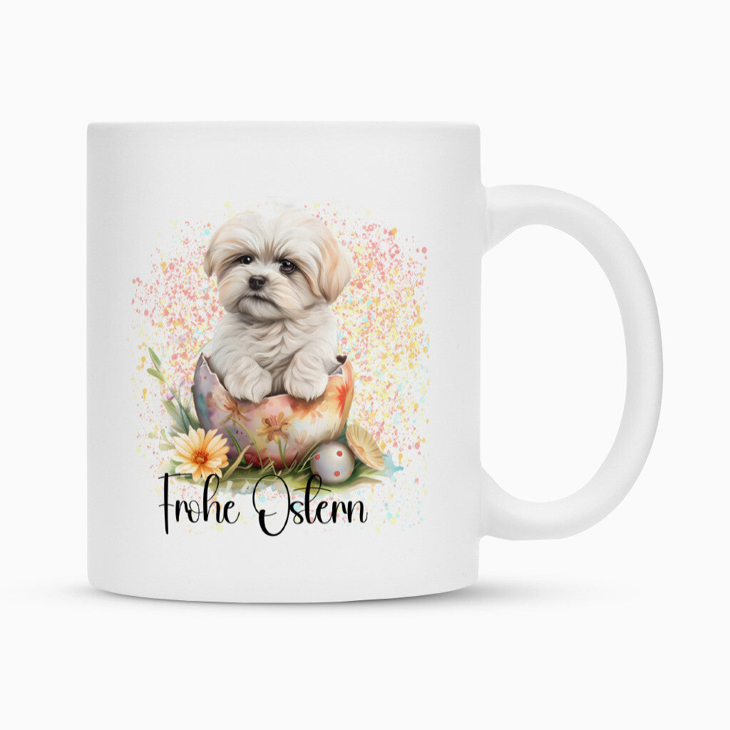 Tasse "Malteser - Frohe Ostern" Weiß – hunde-shirt.de