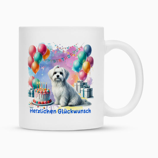 Tasse "Malteser - Herzlichen Glückwunsch" Weiß – hunde-shirt.de