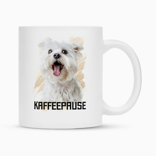 Tasse "Malteser - Kaffeepause" Weiß – hunde-shirt.de