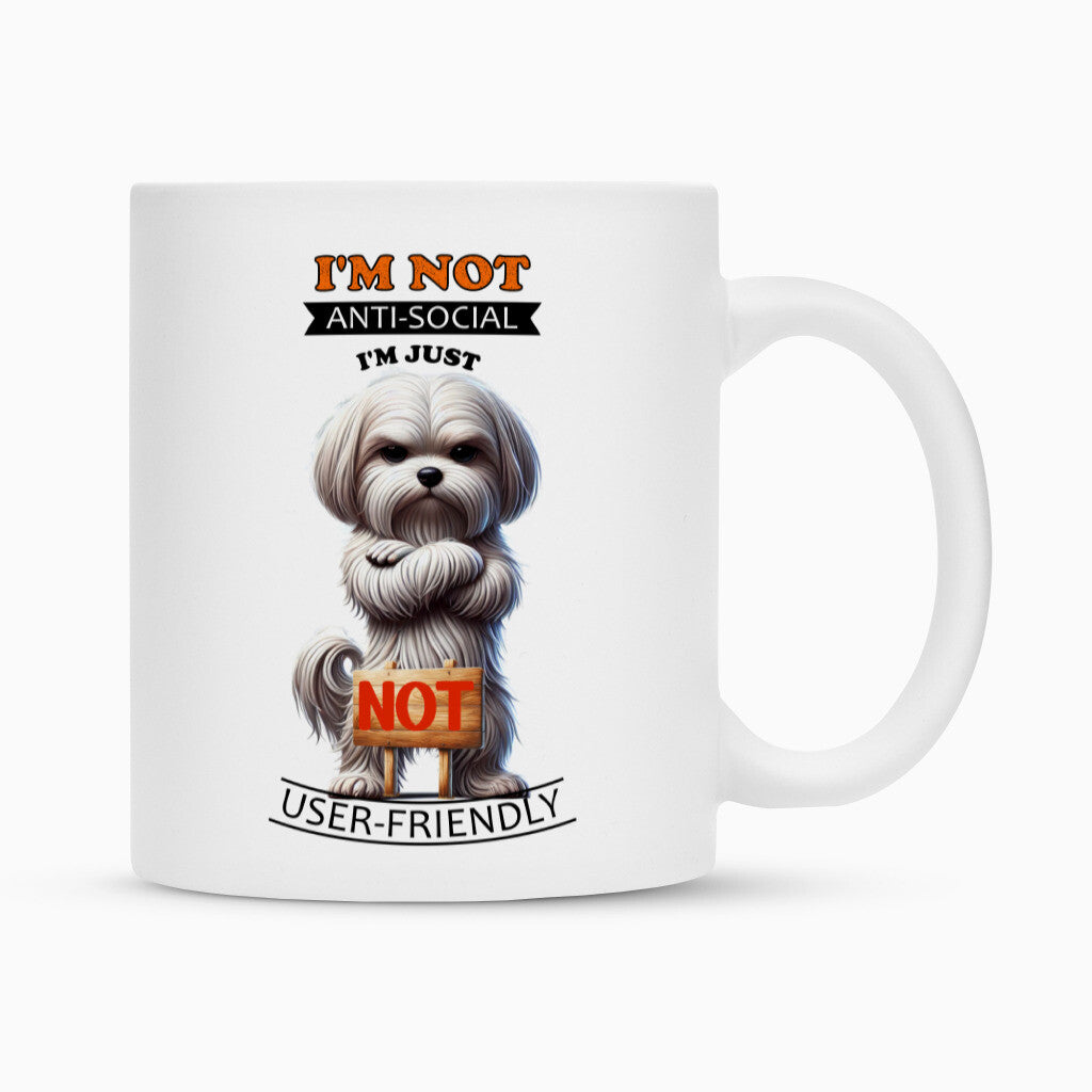 Tasse "Malteser - Anti-Social" Weiß – hunde-shirt.de