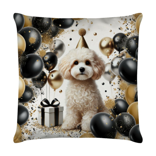 Kissen "Maltipoo - Geburtstag" Weiß – hunde-shirt.de