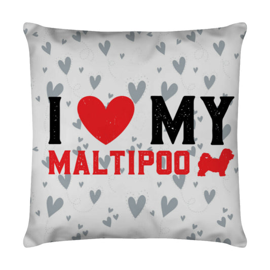 Kissen "Maltipoo - I love..." Weiß – hunde-shirt.de