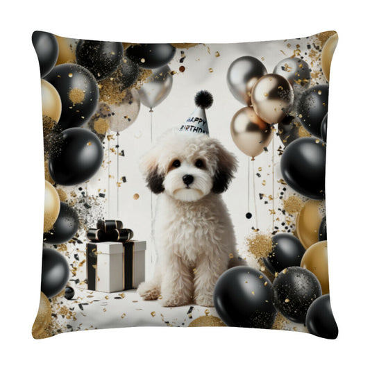 Kissen "Maltipoo - Geburtstag II" Weiß – hunde-shirt.de