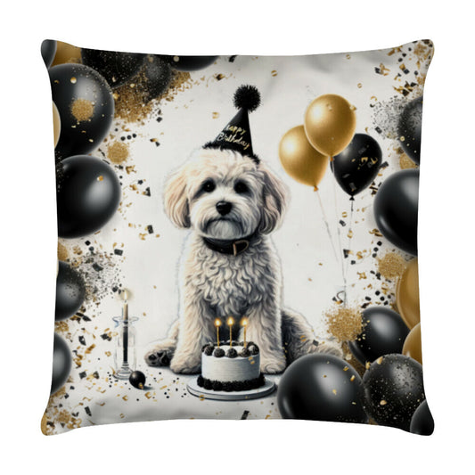 Kissen "Maltipoo - Geburtstag III" Weiß – hunde-shirt.de