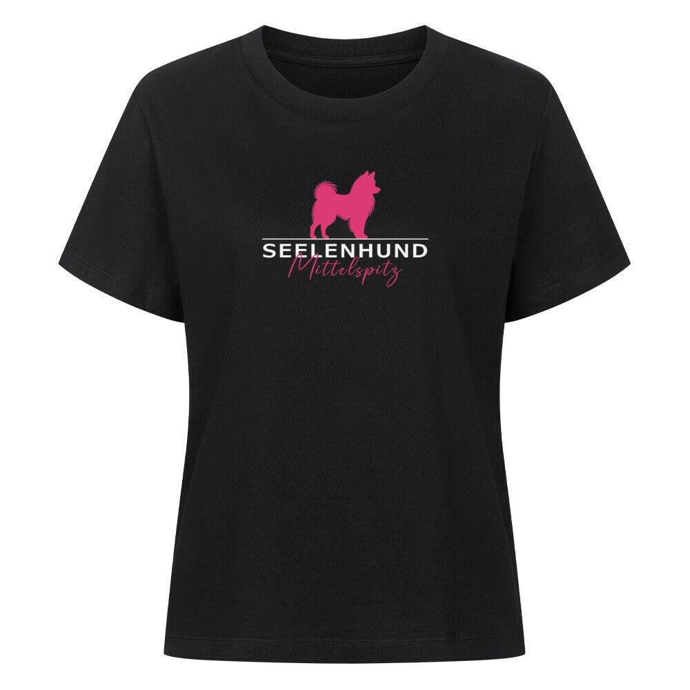 Premium Damen-Shirt "Mittelspitz - Seelenhund" Schwarz – hunde-shirt.de