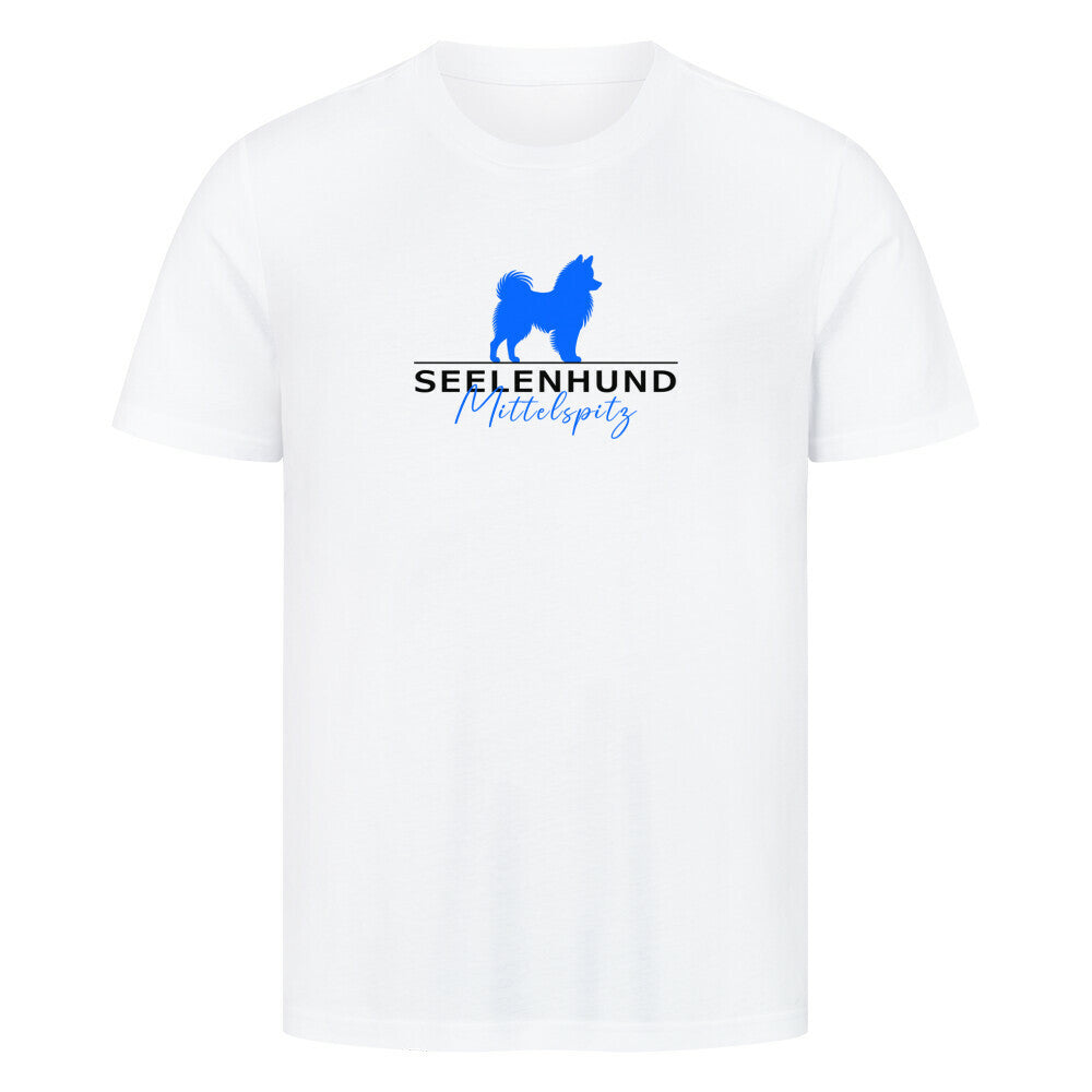 Premium T-Shirt "Mittelspitz - Seelenhund" Weiß – hunde-shirt.de
