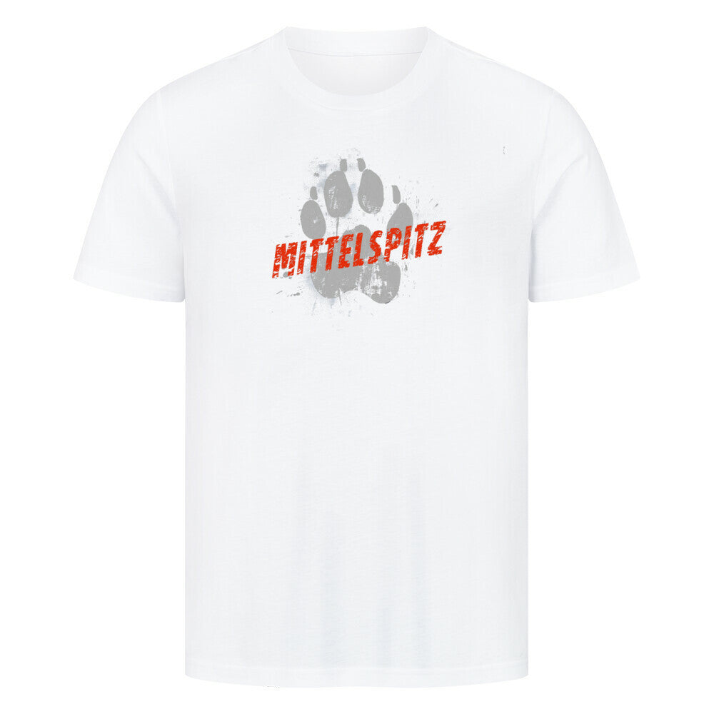 Premium T-Shirt "Mittelspitz - PAW" Weiß – hunde-shirt.de