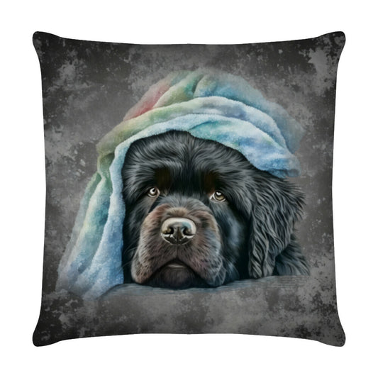 Kissen "Neufundländer - DARK" Weiß – hunde-shirt.de