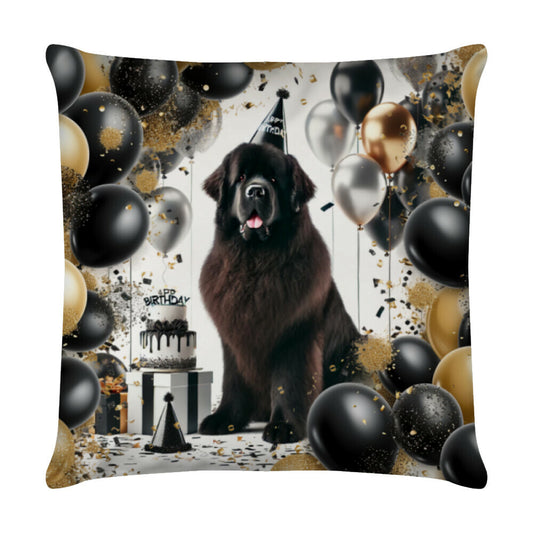 Kissen "Neufundländer - Geburtstag II" Weiß – hunde-shirt.de