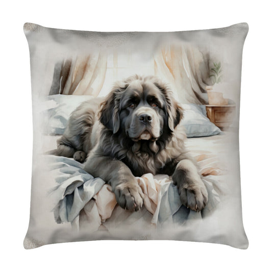 Kissen "Neufundländer - Relax" Weiß – hunde-shirt.de