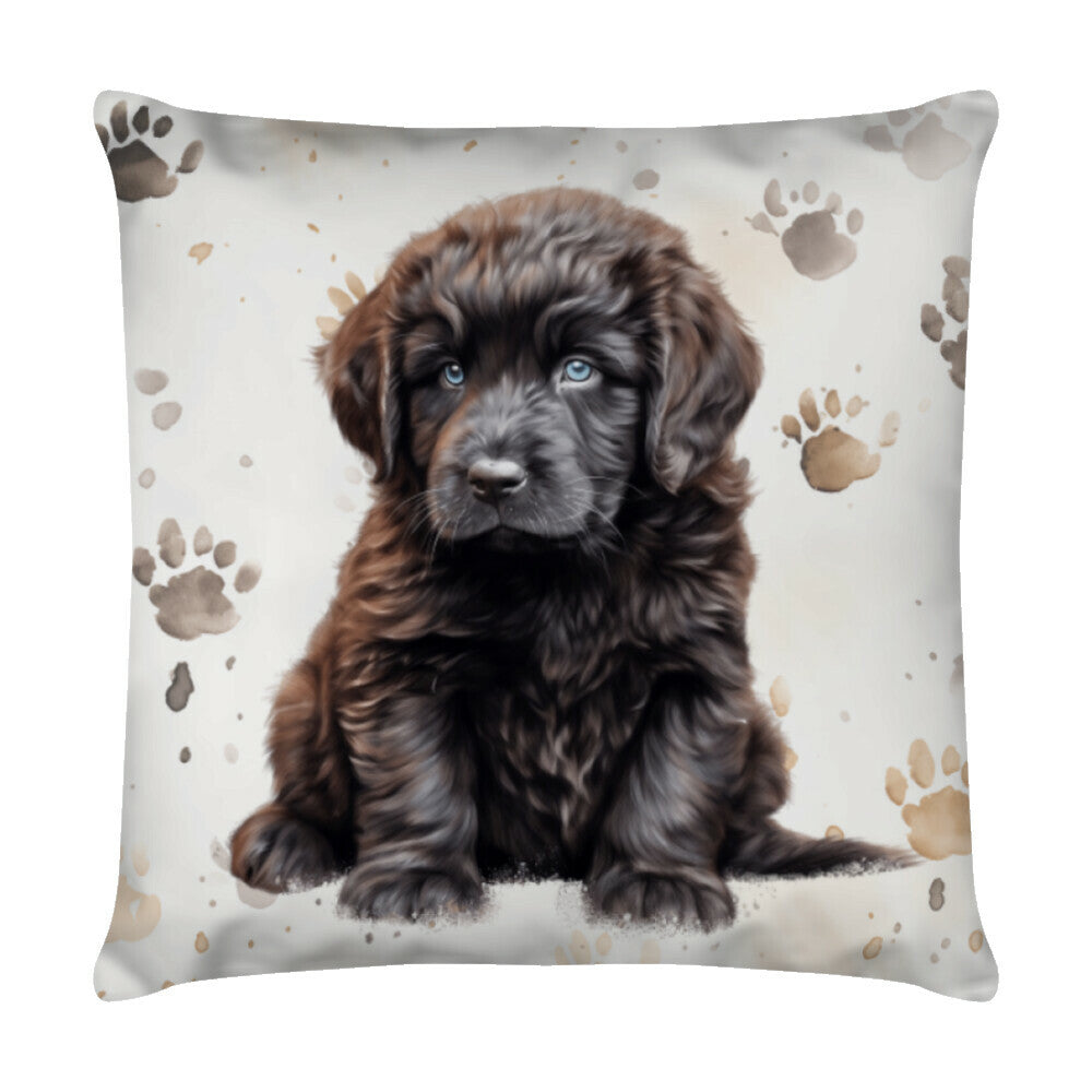 Kissen "Neufundländer - Puppy Paws" Weiß – hunde-shirt.de