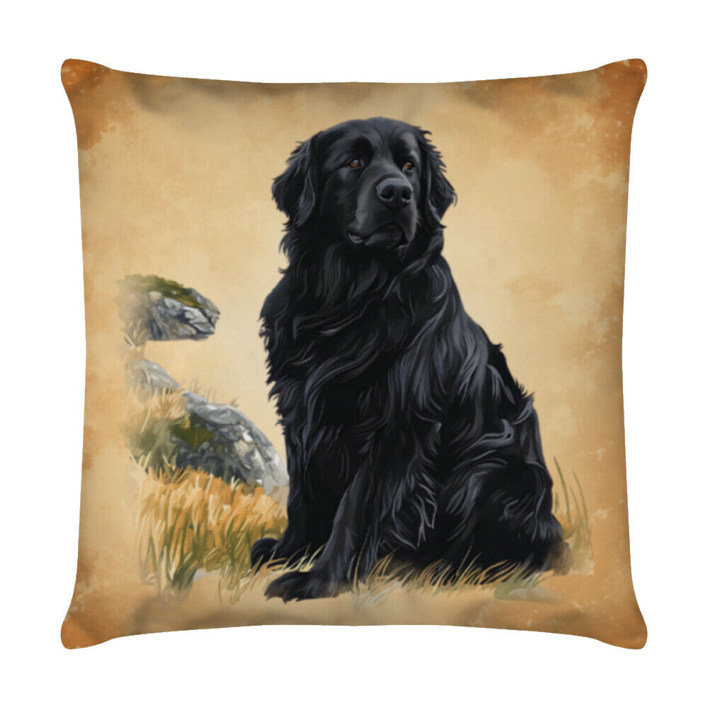 Kissen "Neufundländer - Warten" Weiß – hunde-shirt.de