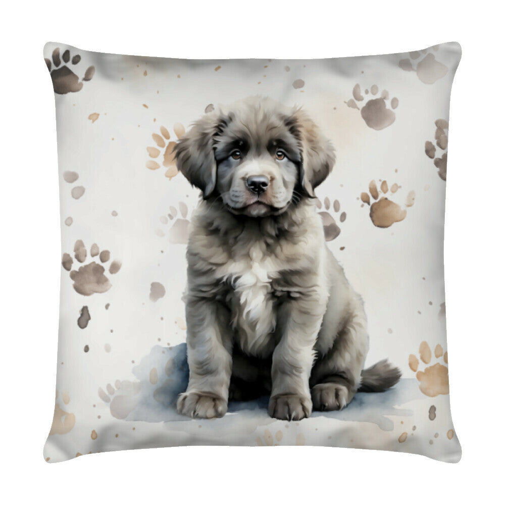 Kissen "Neufundländer - Puppy Paws II" Weiß – hunde-shirt.de