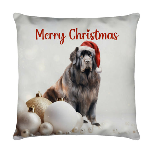 Kissen "Neufundländer - Merry Christmas" Weiß – hunde-shirt.de