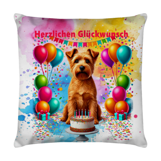 Kissen "Norfolk - Herzlichen Glückwunsch" Weiß – hunde-shirt.de