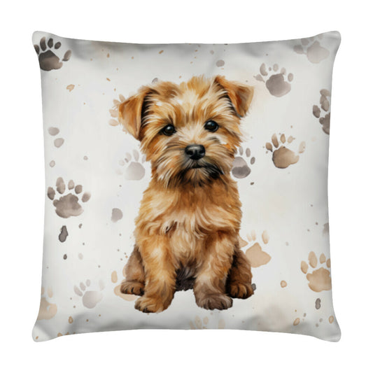 Kissen "Norfolk - Puppy Paws" Weiß – hunde-shirt.de