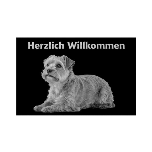 Fußmatte "Norfolk - Herzlich Willkommen" Weiß – hunde-shirt.de
