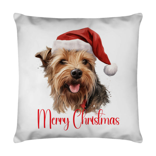 Kissen "Norfolk - Merry Christmas" Weiß – hunde-shirt.de