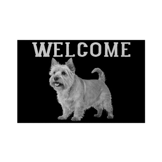 Fußmatte "Norwich Terrier - WELCOME" Weiß – hunde-shirt.de