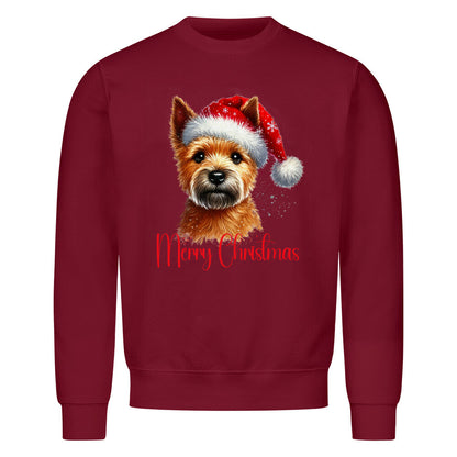 Premium Sweatshirt "Norwich Terrier - Merry Christmas" Burgunder – hunde-shirt.de