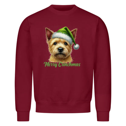 Premium Sweatshirt "Norwich Terrier - Merry Grinchmas" Burgunder – hunde-shirt.de
