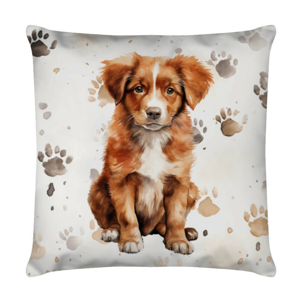Kissen "Nova Scotia - Puppy Paws" Weiß – hunde-shirt.de