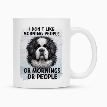 Tasse "Landseer - Morning People" Weiß – hunde-shirt.de