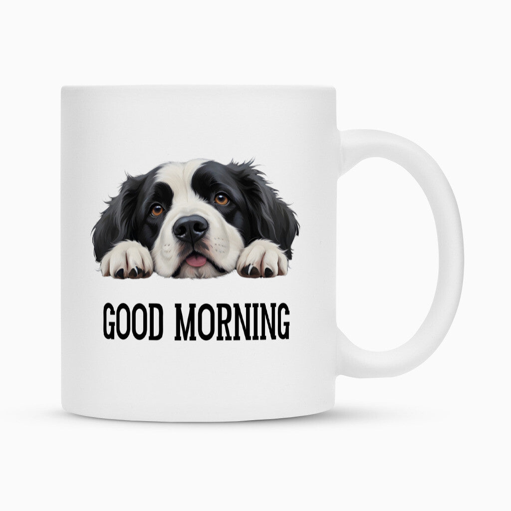 Tasse "Landseer - Good Morning" Weiß – hunde-shirt.de