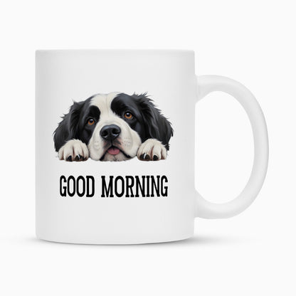 Tasse "Landseer - Good Morning" Weiß – hunde-shirt.de