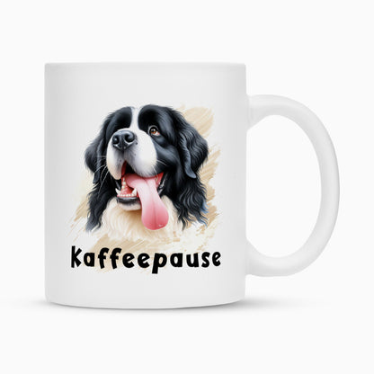 Tasse "Landseer - Kaffeepause" Weiß – hunde-shirt.de