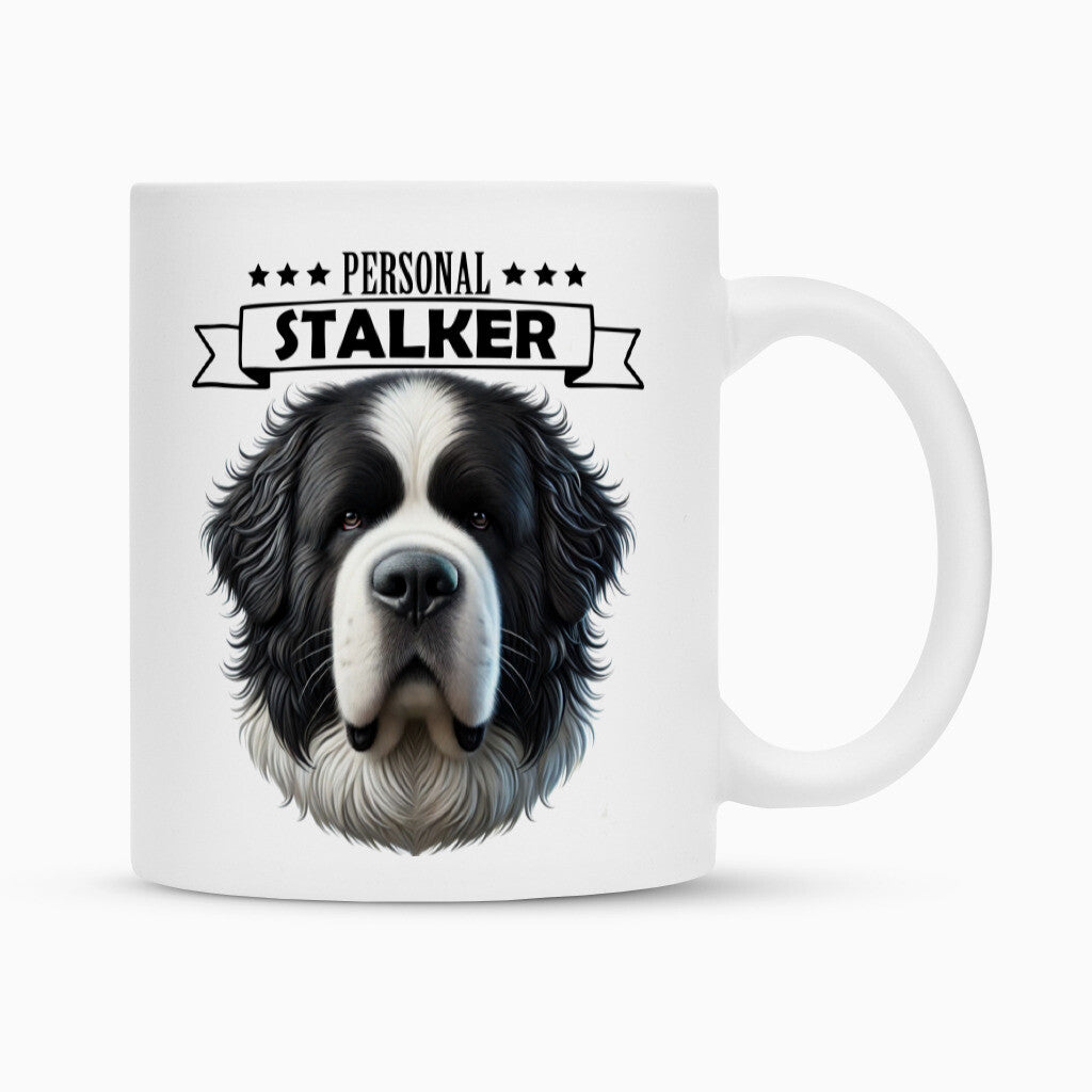 Tasse "Landseer - Stalker" Weiß – hunde-shirt.de