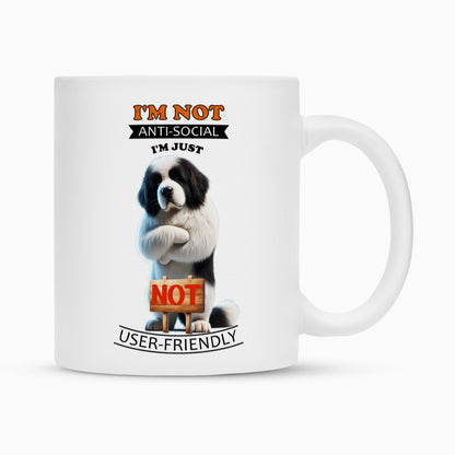 Tasse "Landseer - Anti-Social" Weiß – hunde-shirt.de