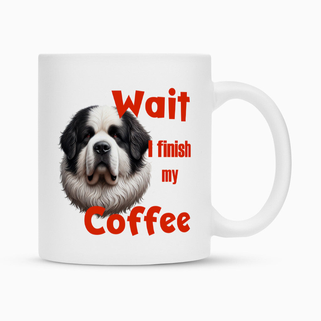 Tasse "Landseer - Wait..." Weiß – hunde-shirt.de