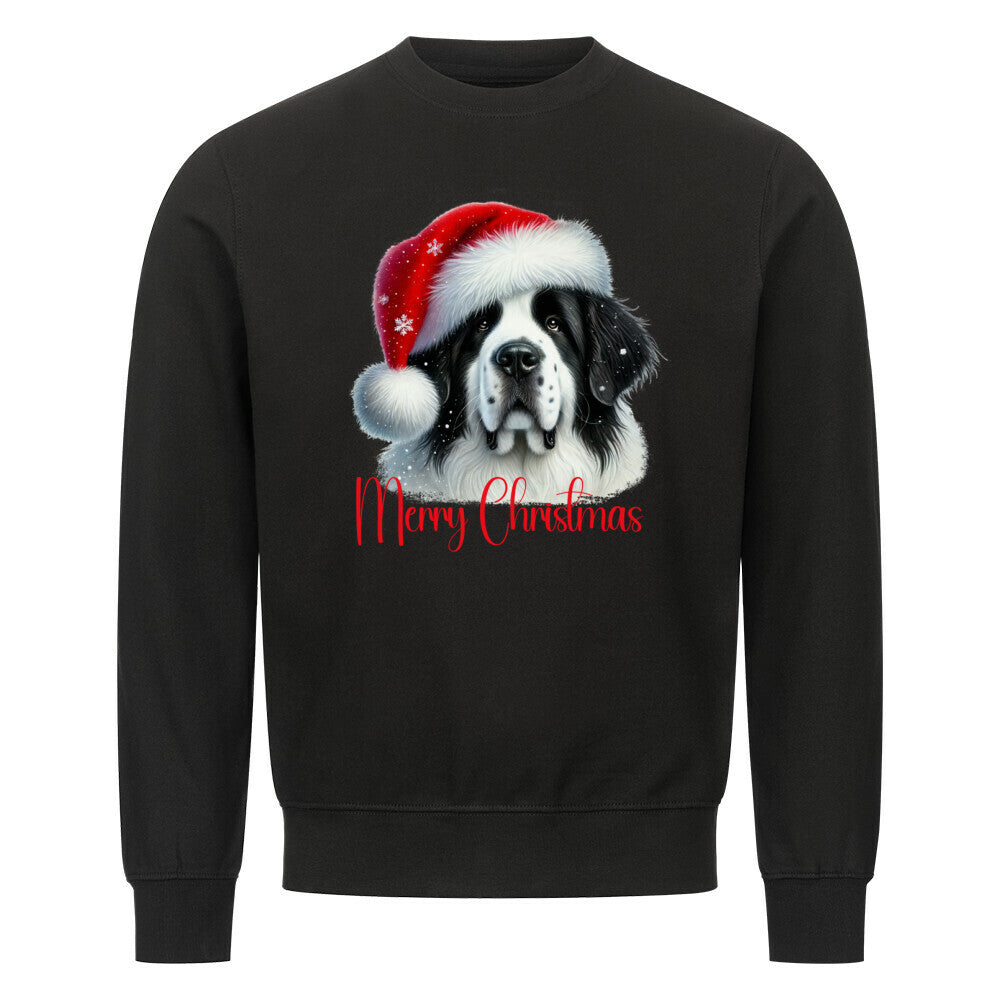Premium Sweatshirt "Landseer - Merry Christmas" Schwarz – hunde-shirt.de