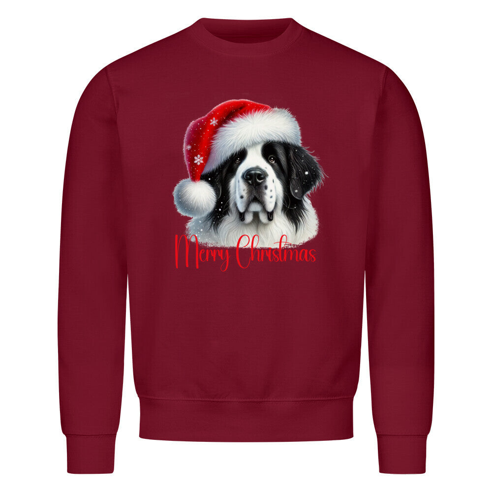 Premium Sweatshirt "Landseer - Merry Christmas" Burgunder – hunde-shirt.de