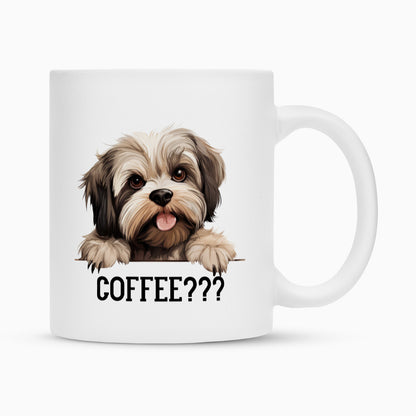 Tasse "Lhasa Apso - Coffee???" Weiß – hunde-shirt.de
