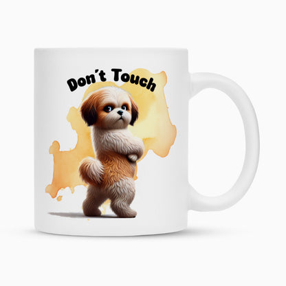 Tasse "Lhasa Apso - Don´t touch" Weiß – hunde-shirt.de