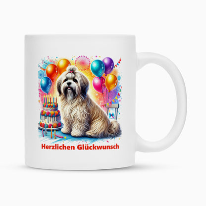 Tasse "Lhasa Apso - Glückwunsch II" Weiß – hunde-shirt.de