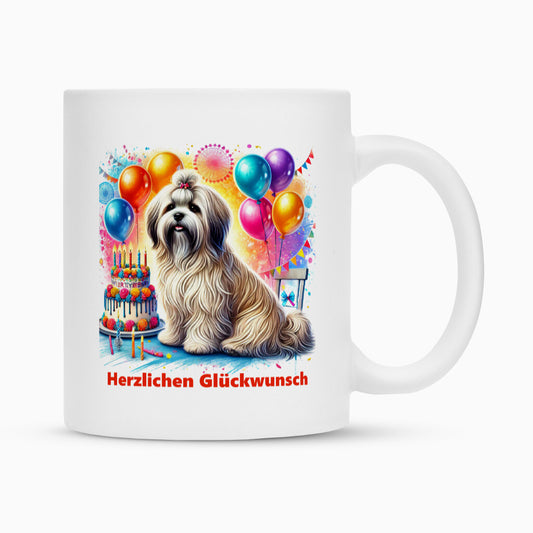 Tasse "Lhasa Apso - Glückwunsch II" Weiß – hunde-shirt.de